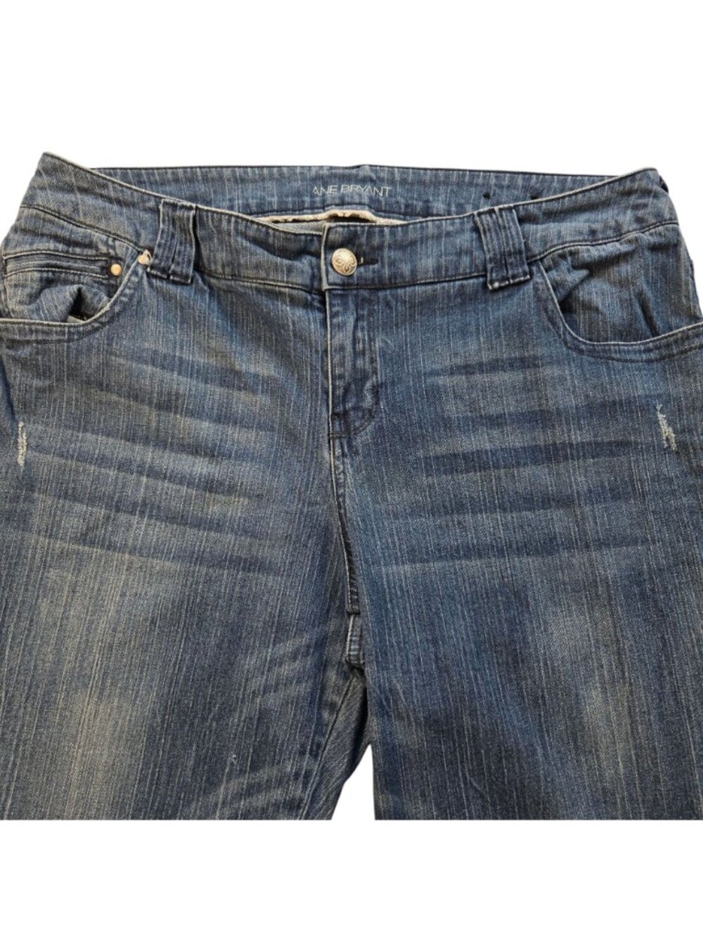 Lane Bryant Womens Embroidered Denim Jeans Distressed Medium Wash Size 20 Averag - Picture 3 of 16